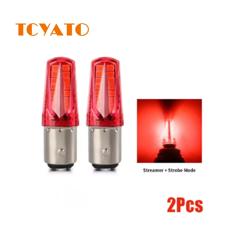 TCYATO  2pcs 1157 BA15D Brake Light Motorcycle Strobe LED Parking  Flashing Warning Reversing Stop Lamp Turn Signal Light