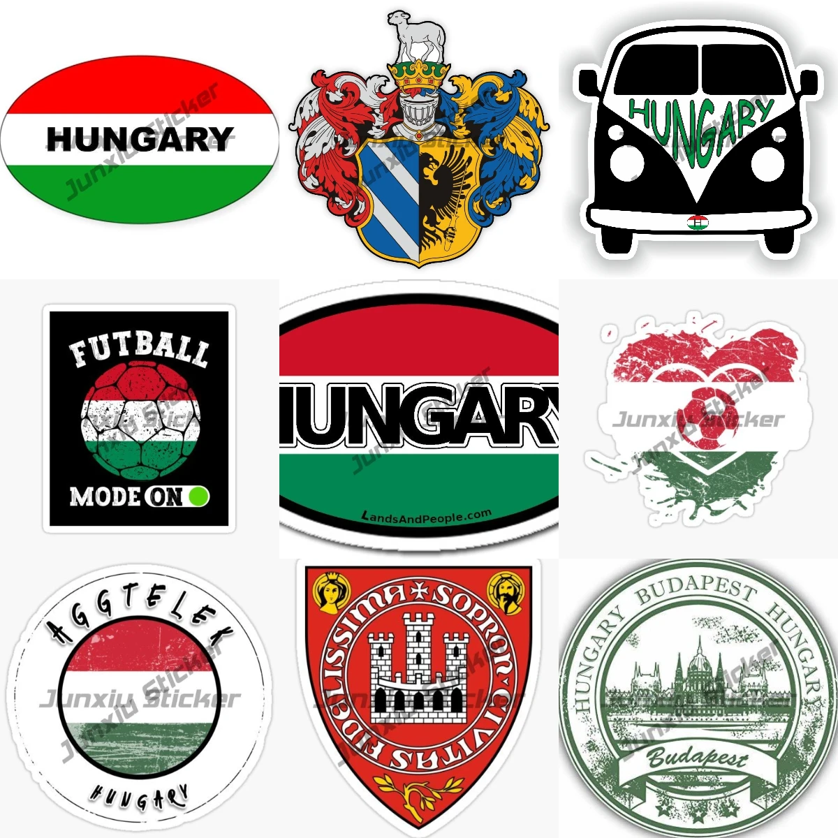 

Creativity Coat of Arms of Sopron Tapolca Budapest Round Sticekr Hungary Flag Emblem Stickers Waterproof Occlusion Scratch PVC