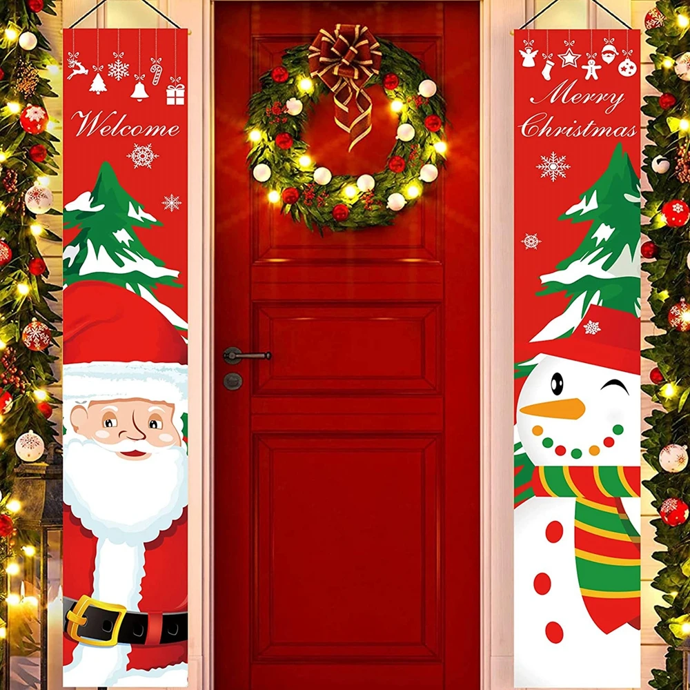 Christmas Banner Decor Merry Christmas Door Decoration for Home Hanging Christmas Ornament Navidad Happy New Year 2023 Gift