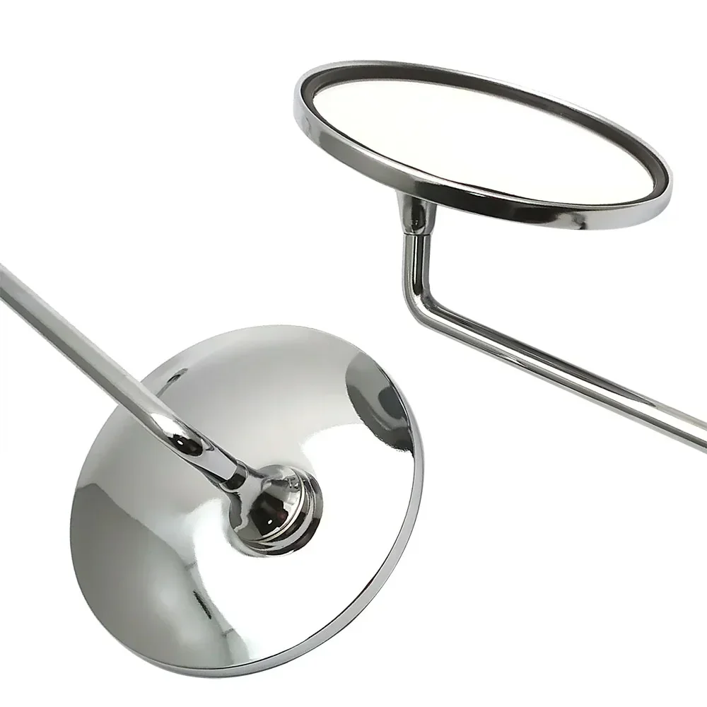 زوج كروم دراجة نارية سكوتر المرايا العالمي للدراجات النارية مرآة الرؤية الخلفية 8 مللي متر 10 مللي متر محول الموضوع المرايا المحدبة البيضاوية المستديرة