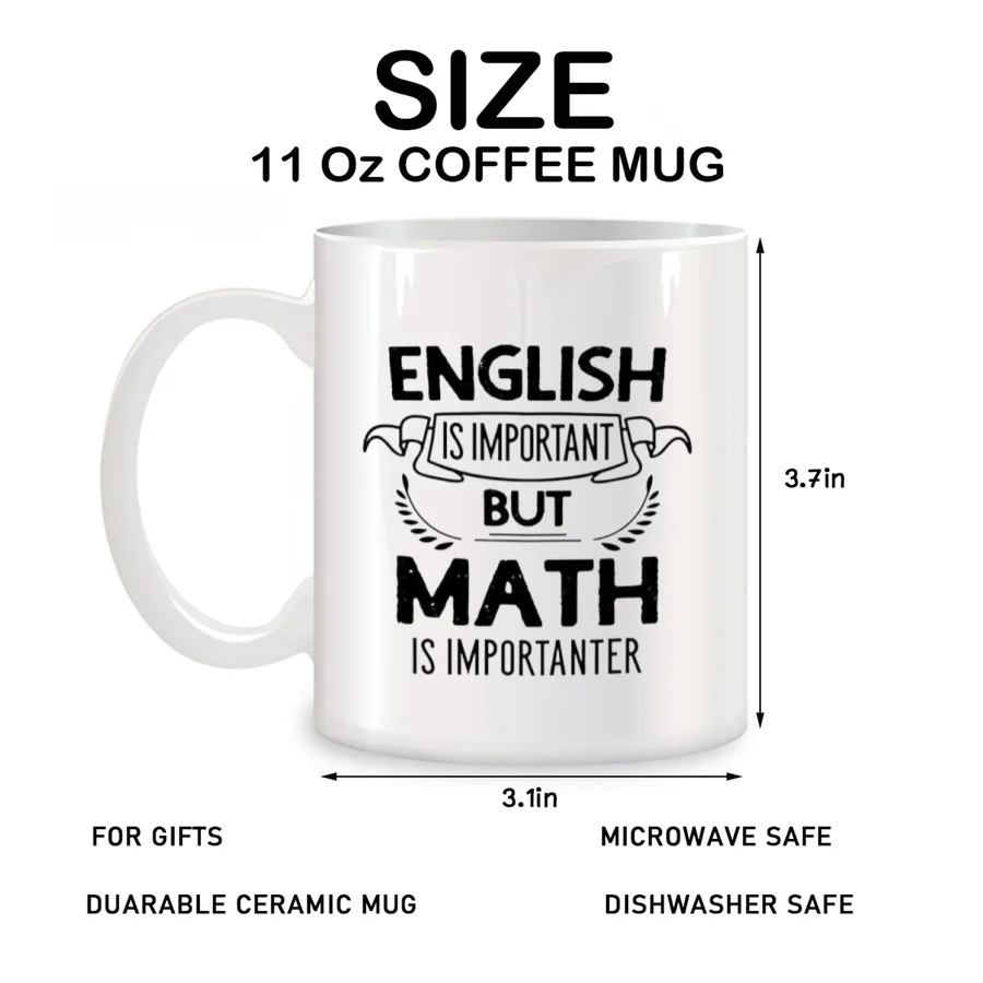 English is Important but Math is Importanter Mugs For Teachers Professor Birthday Novelty Coffee Ceramic Tea Cups White 11 oz