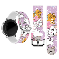 Disney Elegant Marie Cat Print Strap for Samsung Galaxy Watch 7/6/5/4, 20mm Universal Band Fits 40mm 44mm Xiaomi Huawei Amazfit