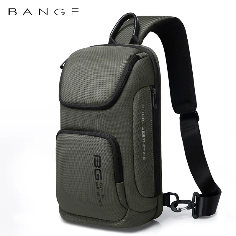 BANGE Large Capacity Men\'s Messenger Bag Ultralight and Portable Multi Pocket Waterproof Backpack Travel Chest Bag for 9.7\