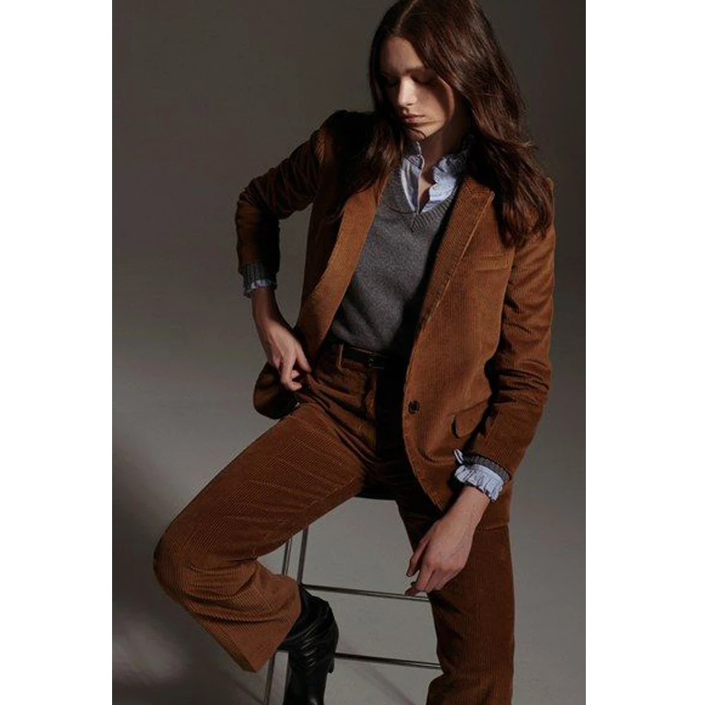 

2 Piece Sets Women Outfit 2024 New Women's Corduroy Suit Two-piece Commuting Work Suit Suit Groups of Pant Stage Woman Pants