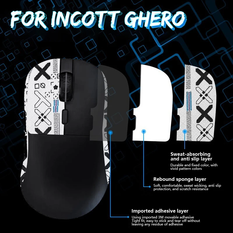 Anti-Slip Mouse Grip Tape Skate Sticker ForIncott GHERO Wireless Mouse Non Slip Suck Sweat Sticker Gamer Gaming Accessories