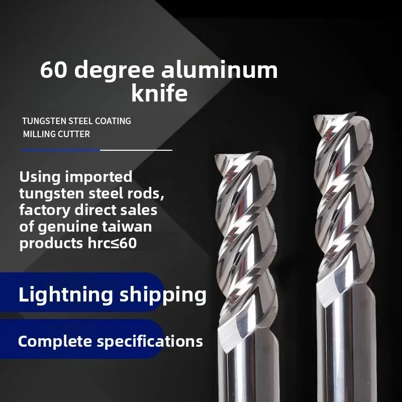 HRC60 Solid Carbide High‑Gloss Mirror Finish End Mill for Aluminum/3‑Flute Extended End Mill/Special for Aluminum Alloy & Copper