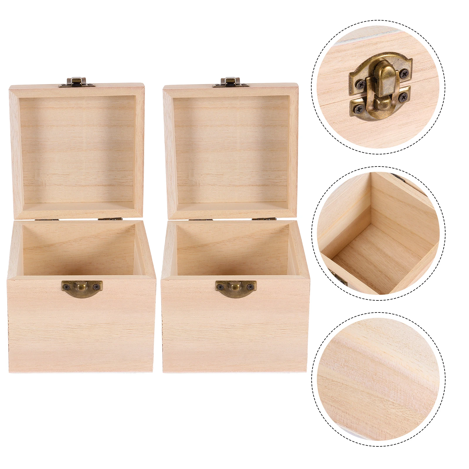 

1Set Wooden Gift Box Vintage Style Hand-Polished Storage for Jewelry Preserved Flowers Decorative Box Natural Wood Craft