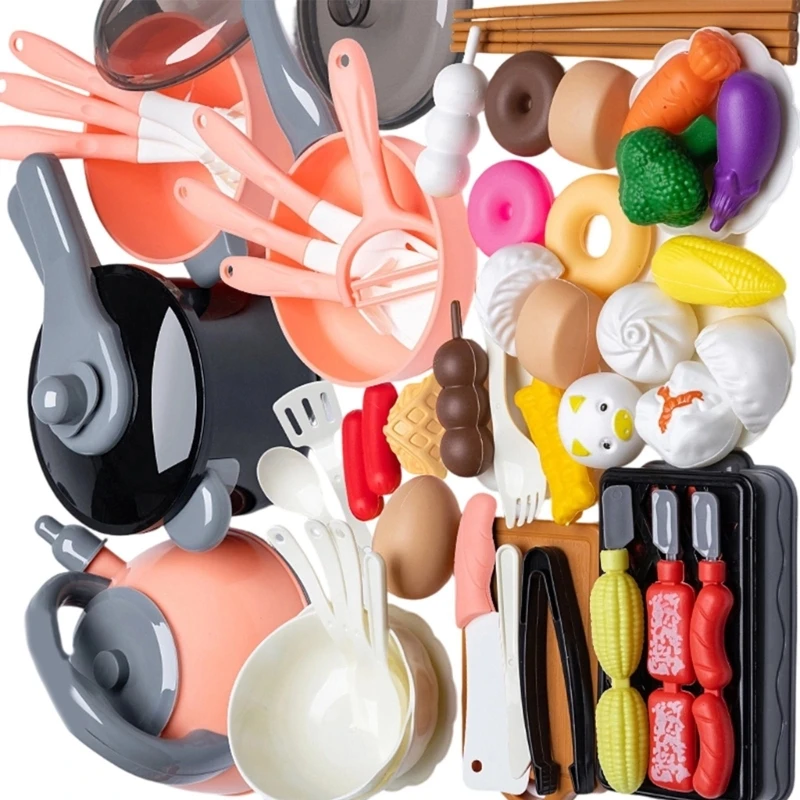 لعبة المطبخ التظاهري للأطفال مع مجموعة لعب تعليمية للخضروات والفواكه العشوائية من البلاستيك الآمن 15UB