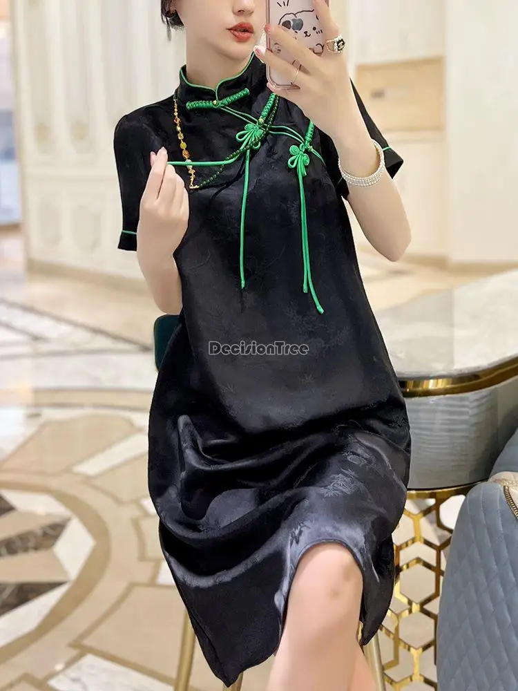 2025 new chinese style traditional cheongsam dress women sexy improved casual daily qipao dress lady satin style qipao dress