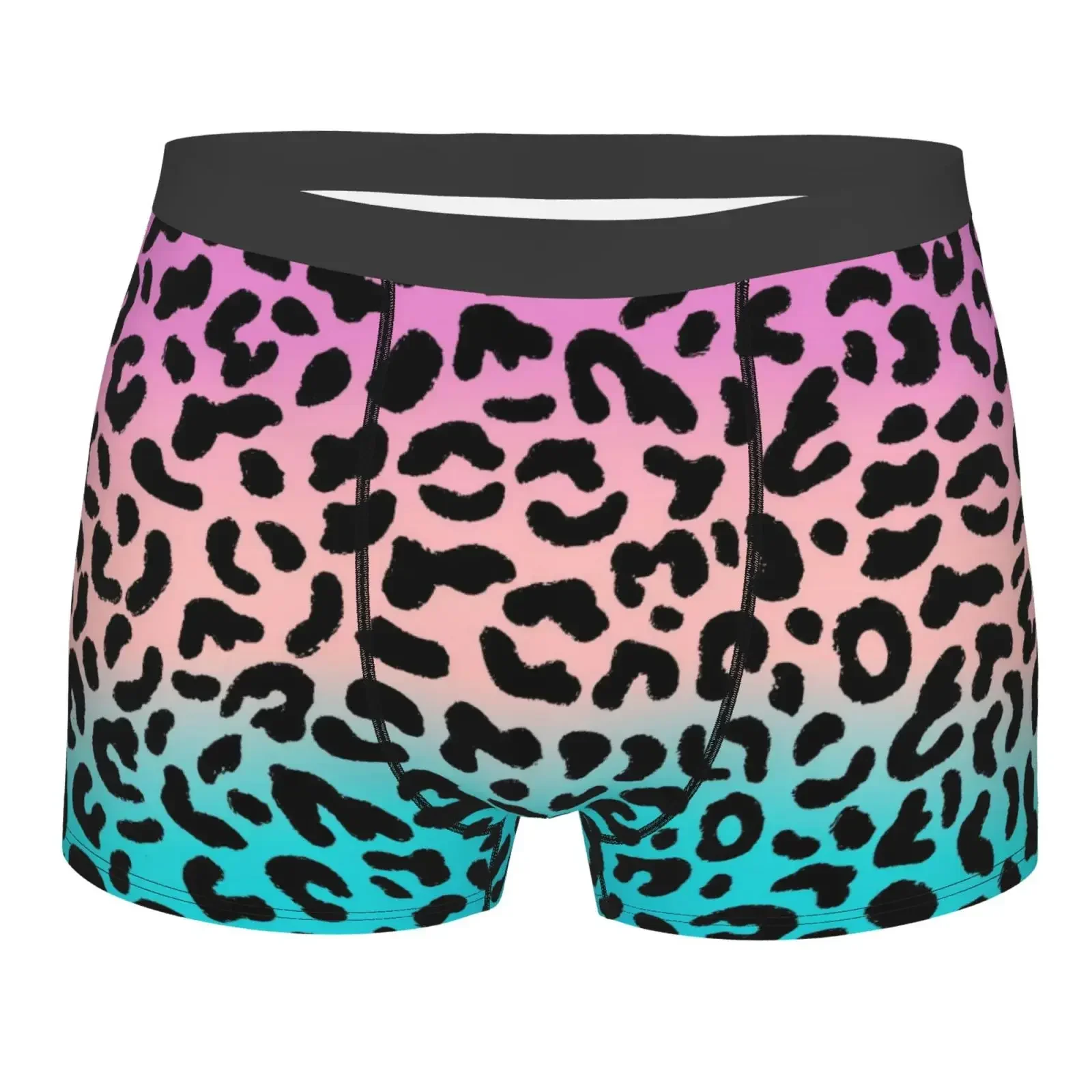 Rainbow Leopard Print Men Printed Boxer Briefs Underwear Highly Breathable Boxer Shorts Panties Breathable Underpants For Homme