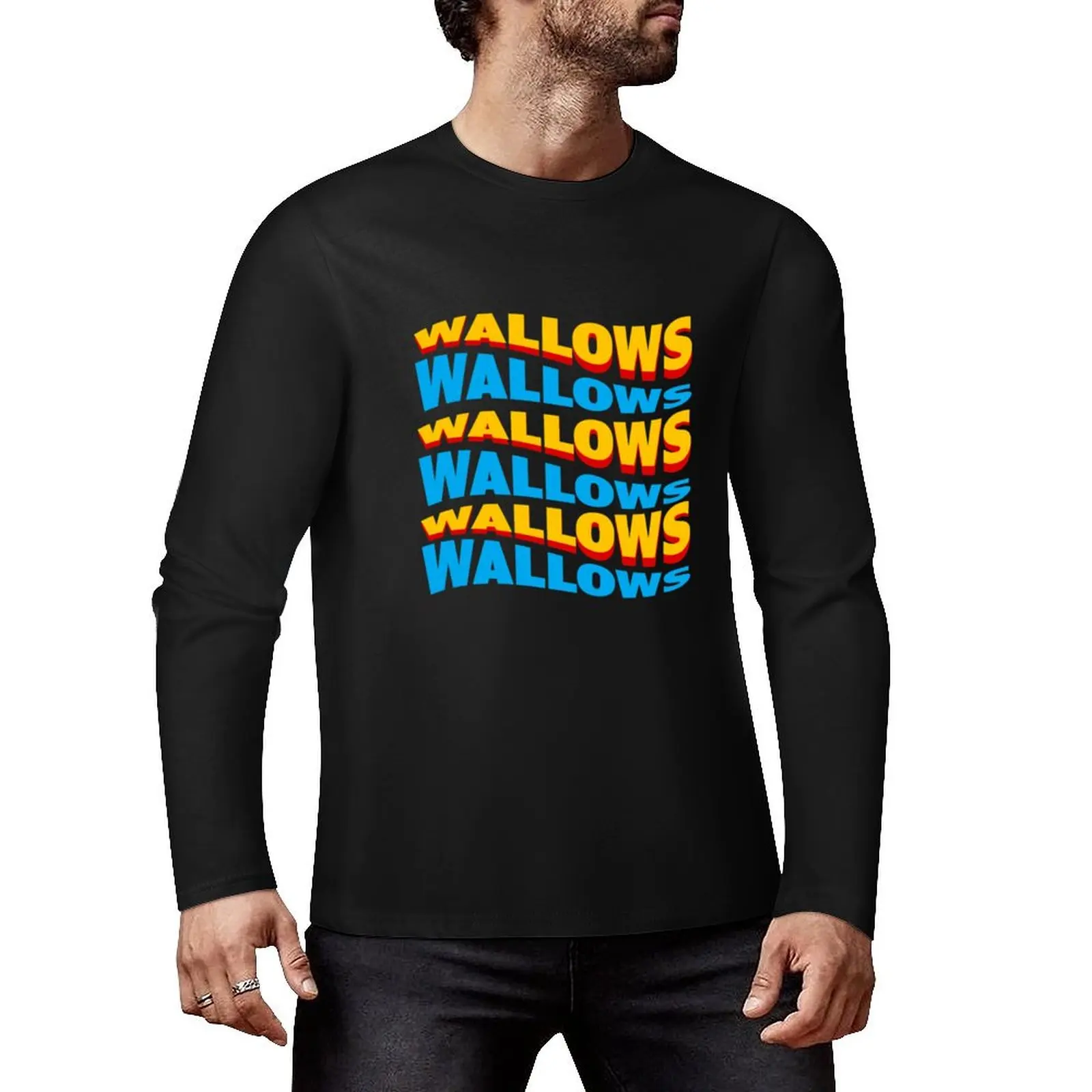 WALLOWS - yellow blue wave Long T-Shirt Oversized t-shirt aesthetic clothes oversized t shirt mens t shirt graphic