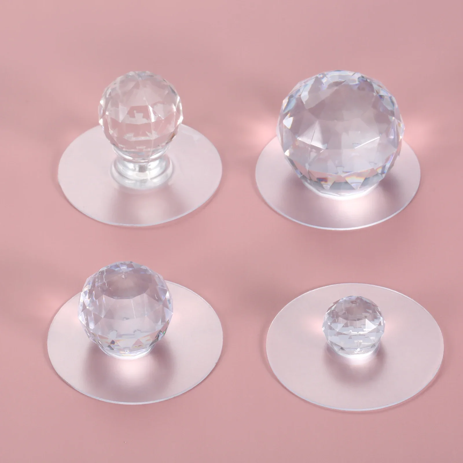 1/2pcs Self-adhesive Transparent Acrylic Knob Round Diamond Shape Handle Crystal Mini Pull Glass Door Windows Cabinet Drawer