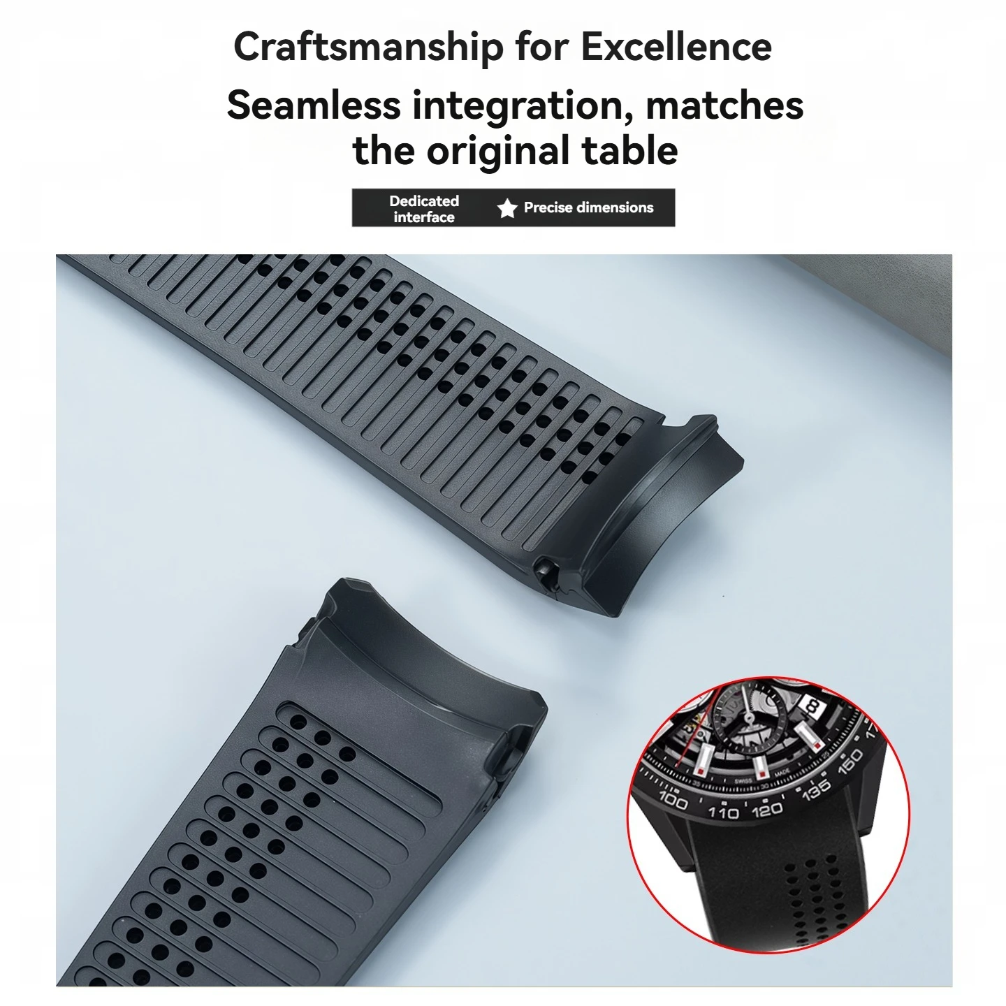 Side hole silicone rubber watch strap suitable for Tag Heuer diving Calera series waterproof wristband accessories 20 22mm