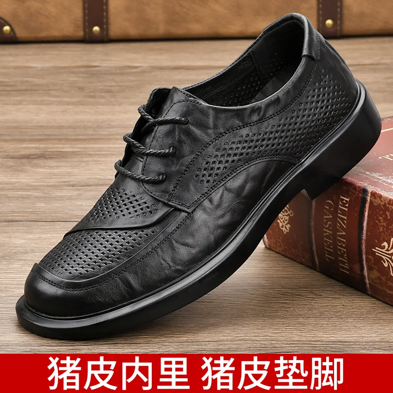 

Luxury Hollow Out Breathable Real Leather Shoes for Men Top Layer Cowhide Soft Leather Business Shoes Casual Men's Leather Shoes