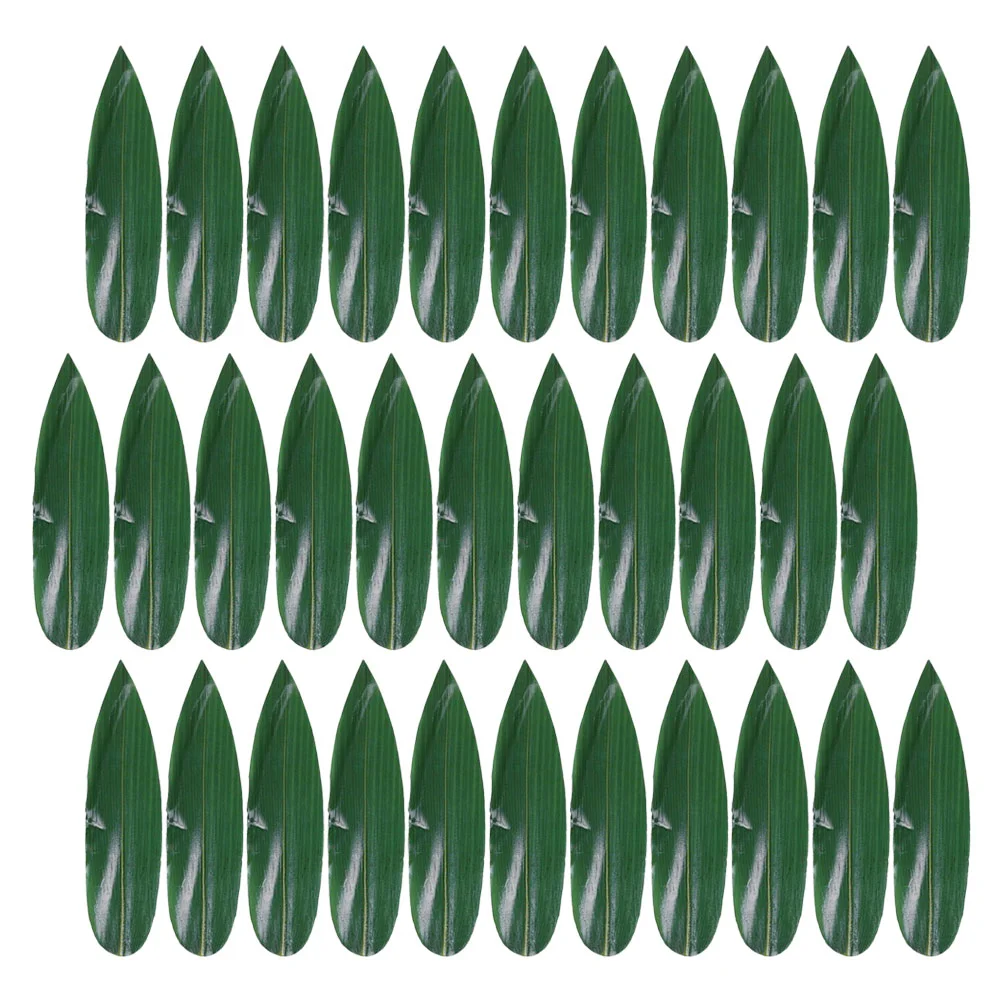 100 Pcs Sushi Bamboo Leaves Plate Leaf Ornament Decor Sashimi Dish Adorn Dessert Decorative