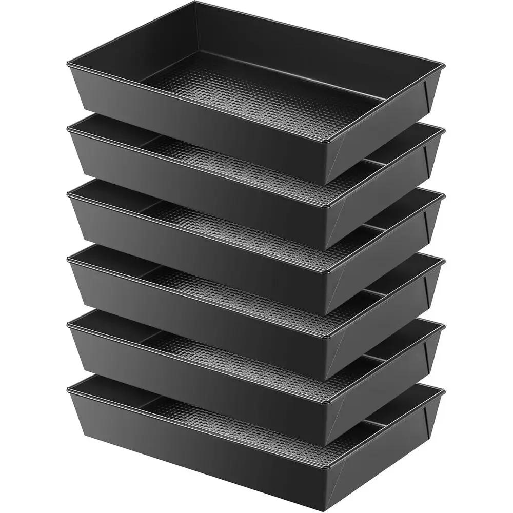 Juego de moldes para pizza con plato profundo de acero al carbono preazonado de 10x14 pulgadas, paquete de 6, perfecto para pizzas de Detroit y Sicilian