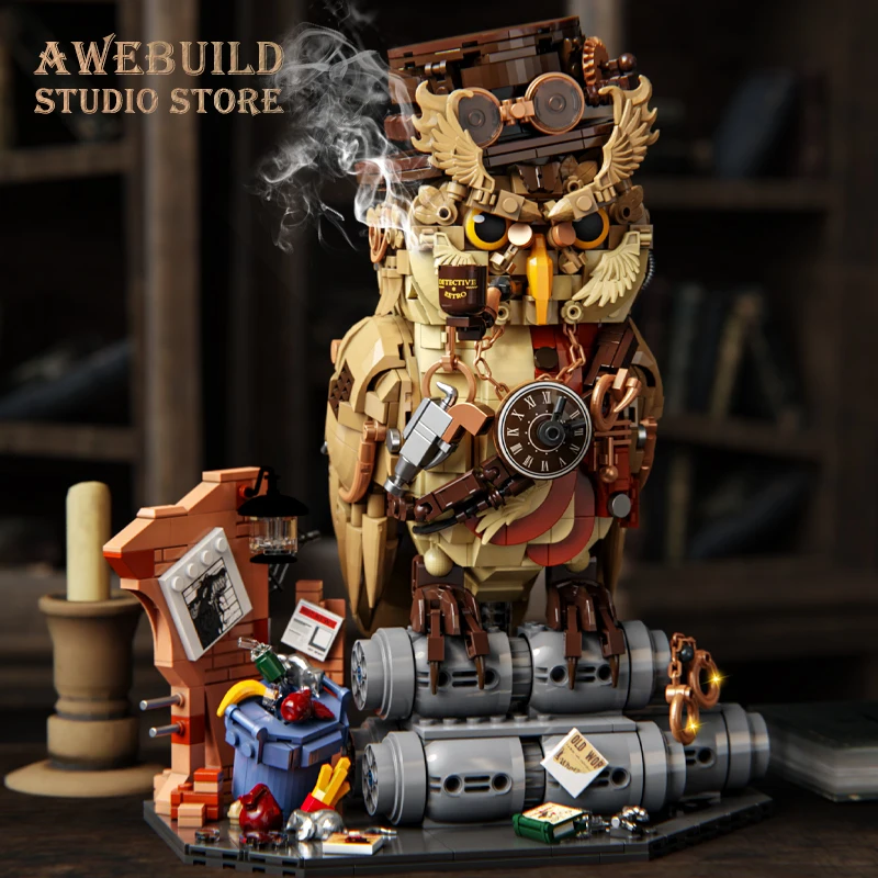 1286Pcs Mech Owl Detective Building Blocks Set Cyberpunk Magic Animal DIY Creative Bricks 3D Model STEM Toy Adult Birthday Gifts view 6