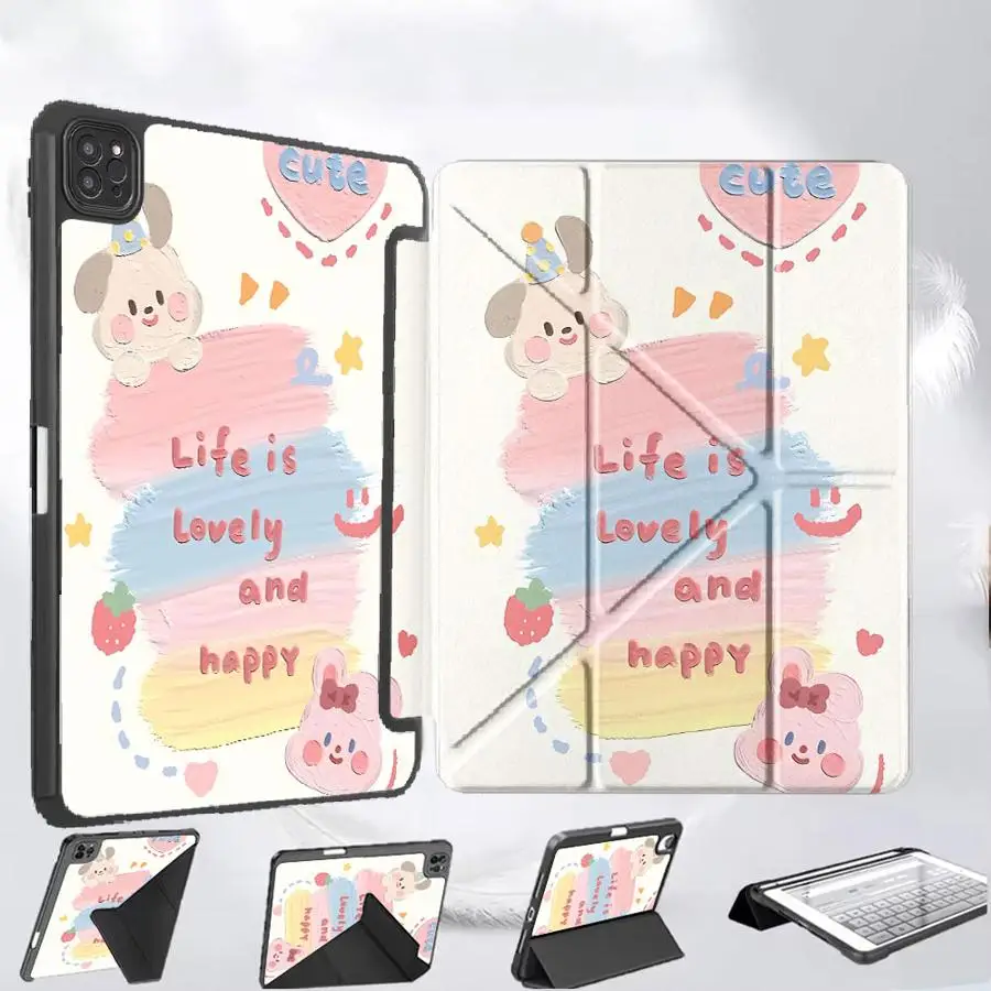 

Чехол для планшета с милым дизайном кролика для iPad Mini 6 7 Air 4 5 M3 M2 M4 11 дюймов Pro 11th 10th 9th 8th 7th 12.9 дюймов Pro 2025 с держателем