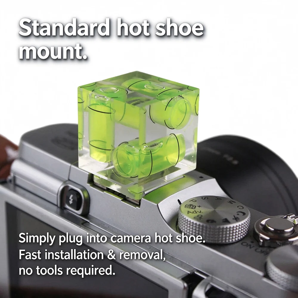Hot Shoe Bubble Level Cover Triple Axis Spirit Level for Sony Canon Nikon ZF Fuji DSLR Mirrorless Camera Photography Accessories