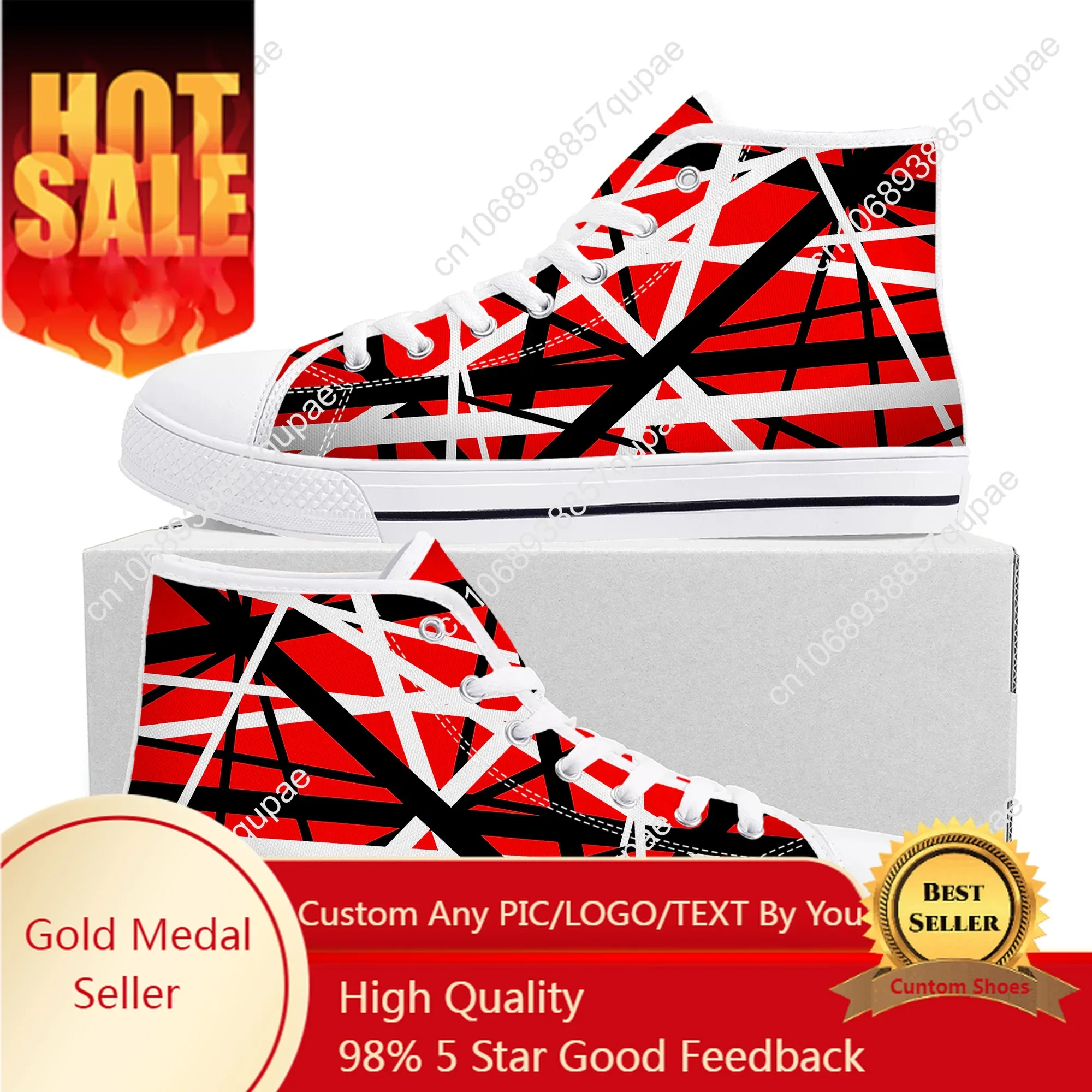 Van Evh Stripes Halen High Top Sneakers para homens e mulheres, tênis de lona para adolescentes, sapatos personalizados, sapatos casuais, 1984, 5150