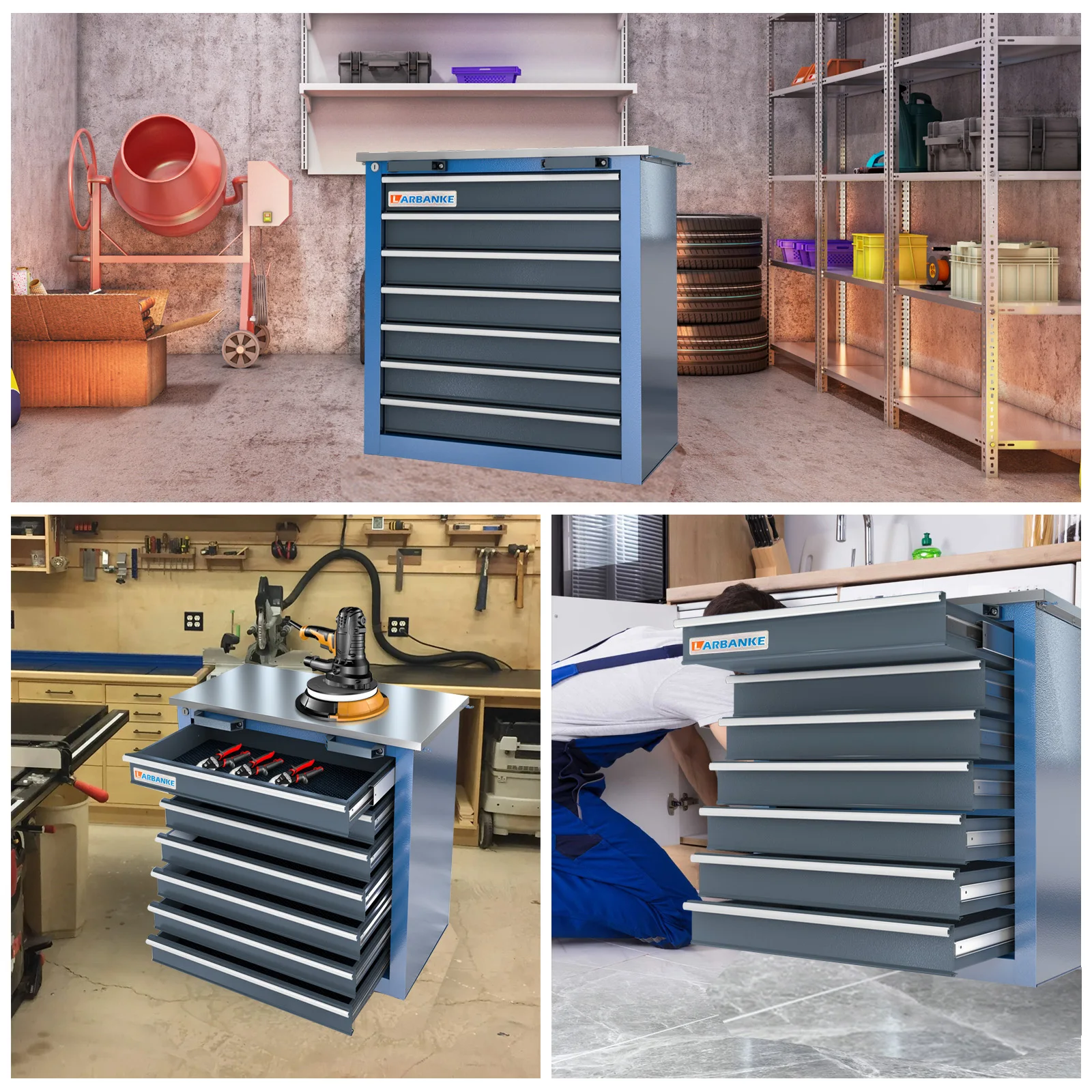 7-Drawer Rolling Tool Chest with Key Locking System,Tool Chest with 360° Lockable Wheels