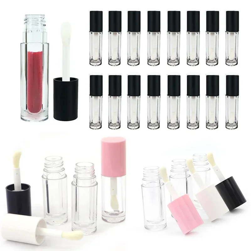 30pcs Empty 5ml Big Brush Lip Gloss Tube Stoppers Clear Round Lip Gloss Bottles Refillable Lip Glaze Bottles for DIY Lipgloss