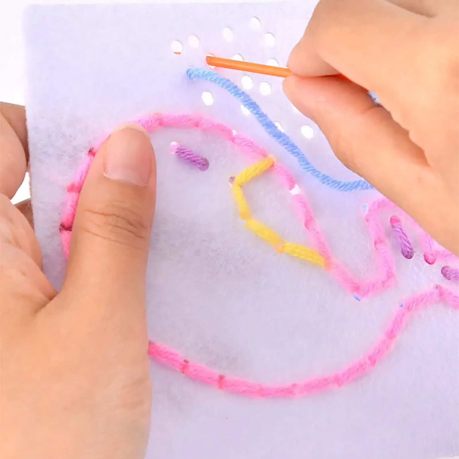 Jouets de laçage en tissu Non tissé pour enfants débutants, Kit d'artisanat de couture pour enfants, motricité Fine, planche occupée, capteur éducatif, cadeau pour enfants