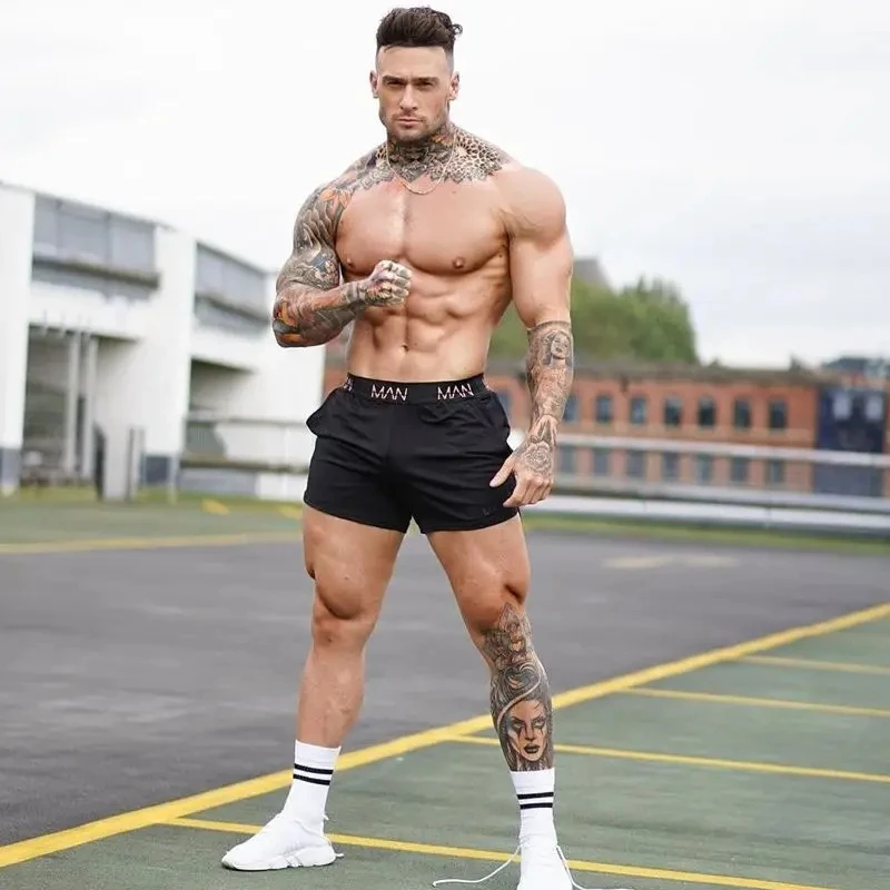 2024 Men chinlon Fitness Bodybuilding Shorts Man Summer Gym Workout Male Breathable Quick Dry Sportswear Jogger Beach Short Pant