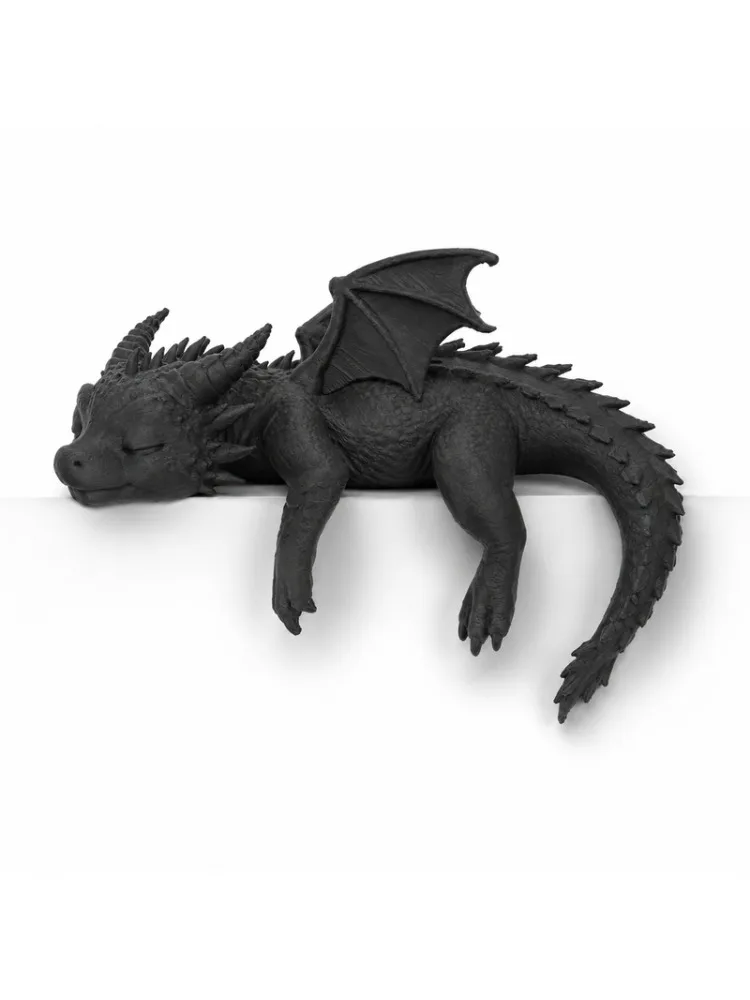 3D-Gedruckte Schlafende Drachenfigur Mattschwarzer Rand Hängender Drache Stereo-Modell Desktop-Ornament Fantasy-Fan Sammlerstück Geschenk