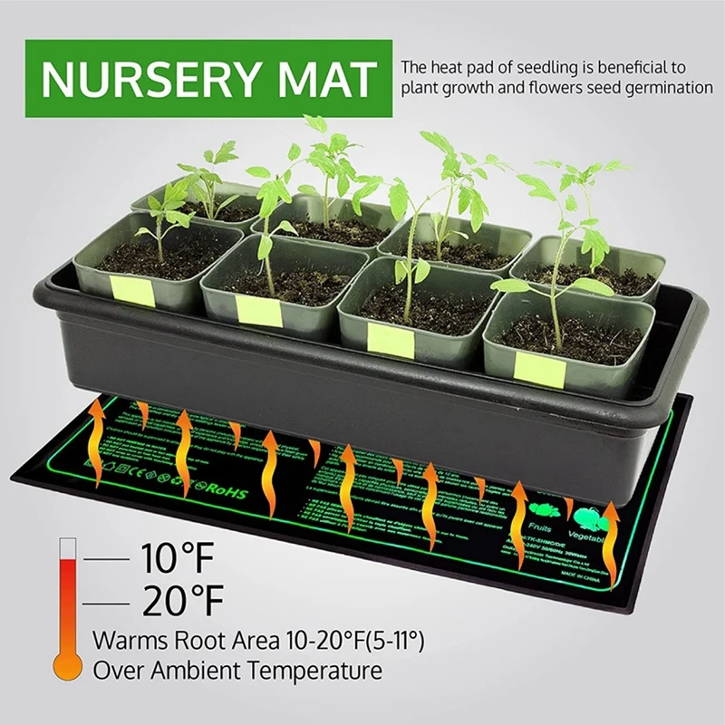 Imagem -03 - Esteiras de Aquecimento à Prova Dágua Almofada Térmica com Controlador de Temperatura Tapete para Planta Semente Hidropônica