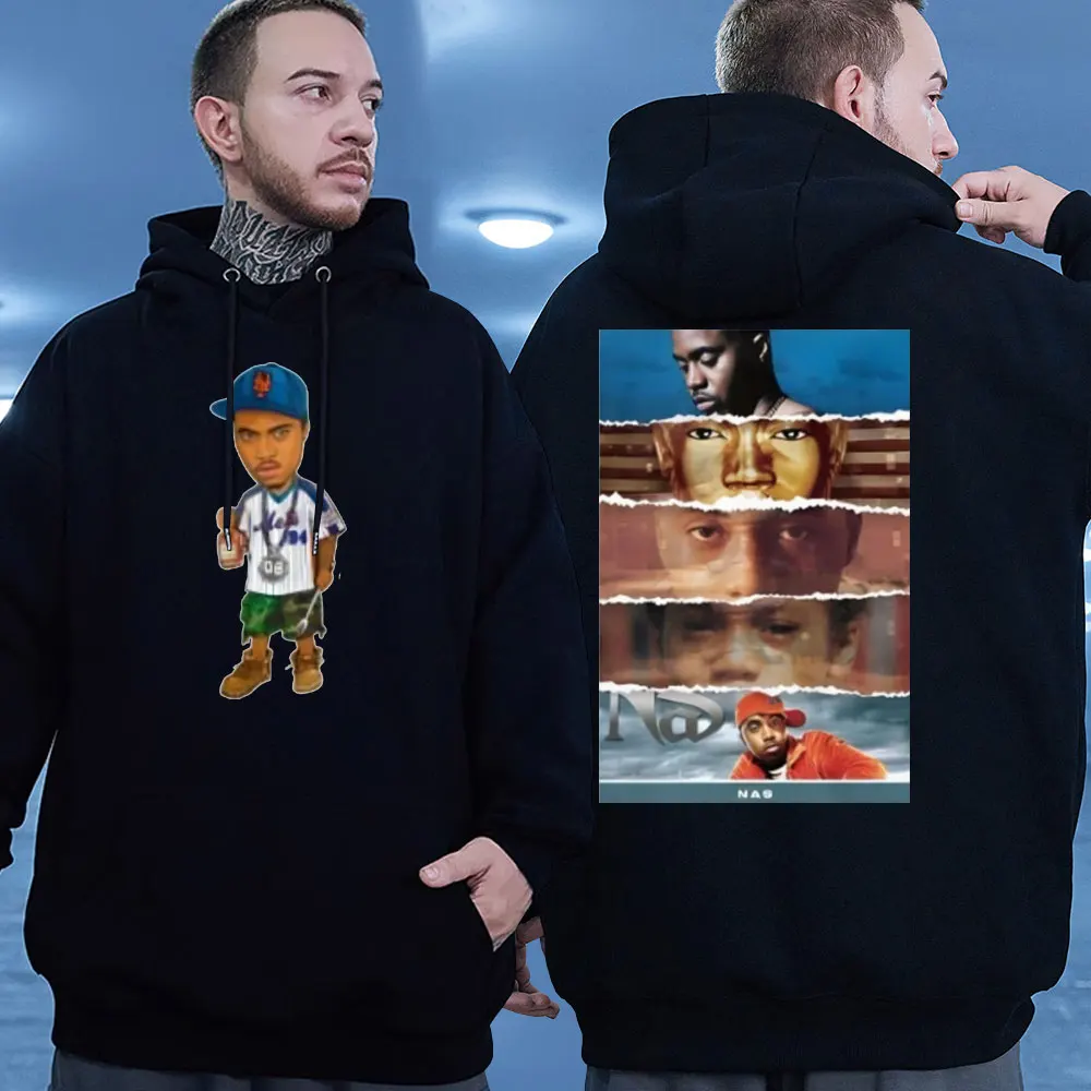 

Толстовка Rapper Nas Illmatic с графическим принтом, Мужская модная Повседневная Толстовка с длинным рукавом, винтажный пуловер оверсайз, топы унисекс