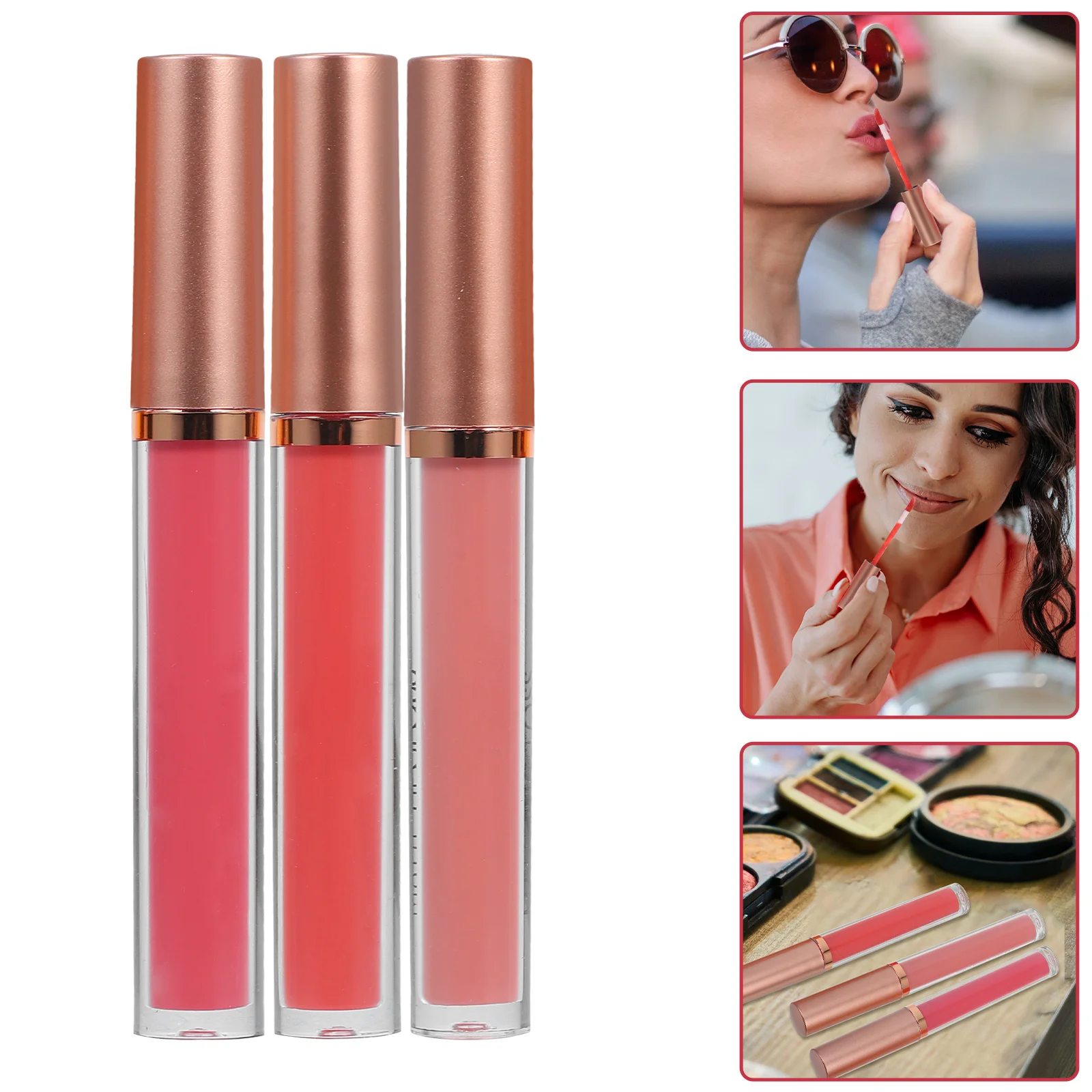 3 Pcs Lip Balms Gloss Set Batom Líquido Hidratante de Longa Duração Esmalte Plumper