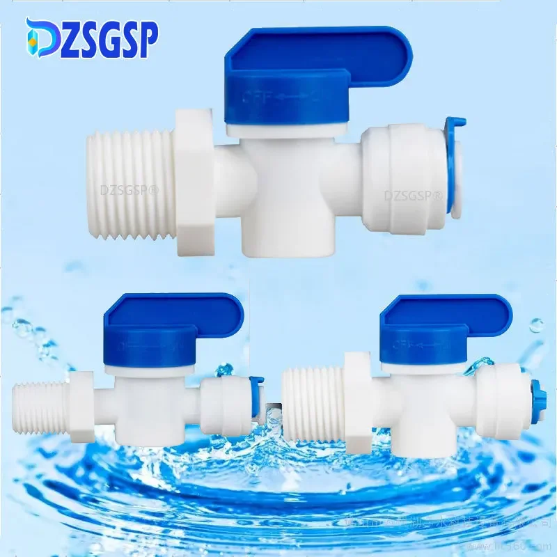 DZSGSP OD Hose Male Thread Quick Connect Fittings RO Water Straight Plastic Ball Valve Reveser Osmosis Fitting