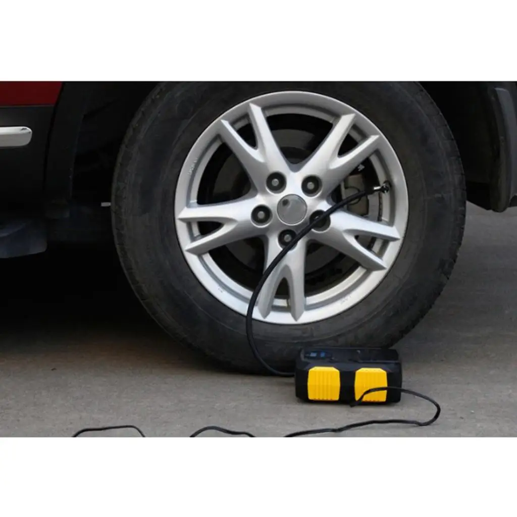 Electric Air Pump Portable 12v Car Tire Inflator Kit with Digital Gauge LED Light for Pool Toys Balloons and Bikes