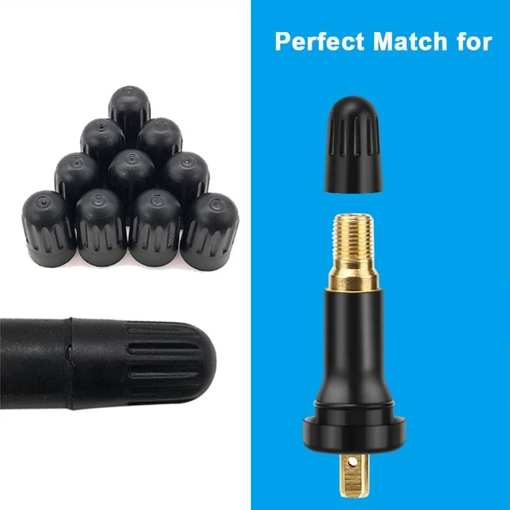 Black Plastic Tire Valve Stem Caps for TR20008 TPMS, Universal Tire Valve Long Caps for Car, Truck, SUV, Bike and Motorcycle