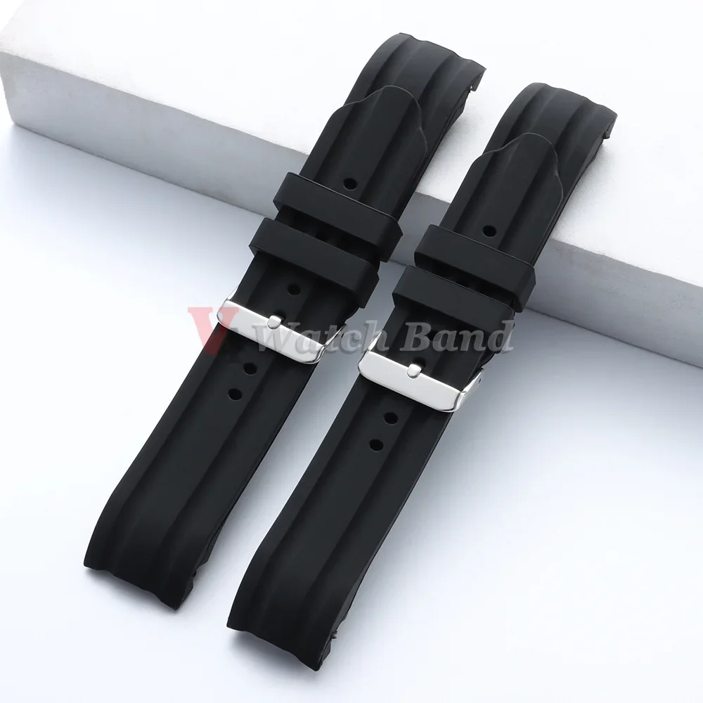 18 20 22 24mm Dickes Weiches Silikon-Gummi Gebogenes Armband mit Gebogenem Ende Silikon-Uhrenarmband Sport Wasserdichtes Handgelenkband Zubehör – Detail 11
