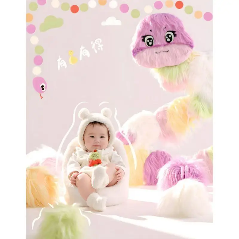 

Newborn Photography Props for 100 days Baby Colorful Snake Cute Outfit with Hat Set for Studio Photo Shoot Photo Prop