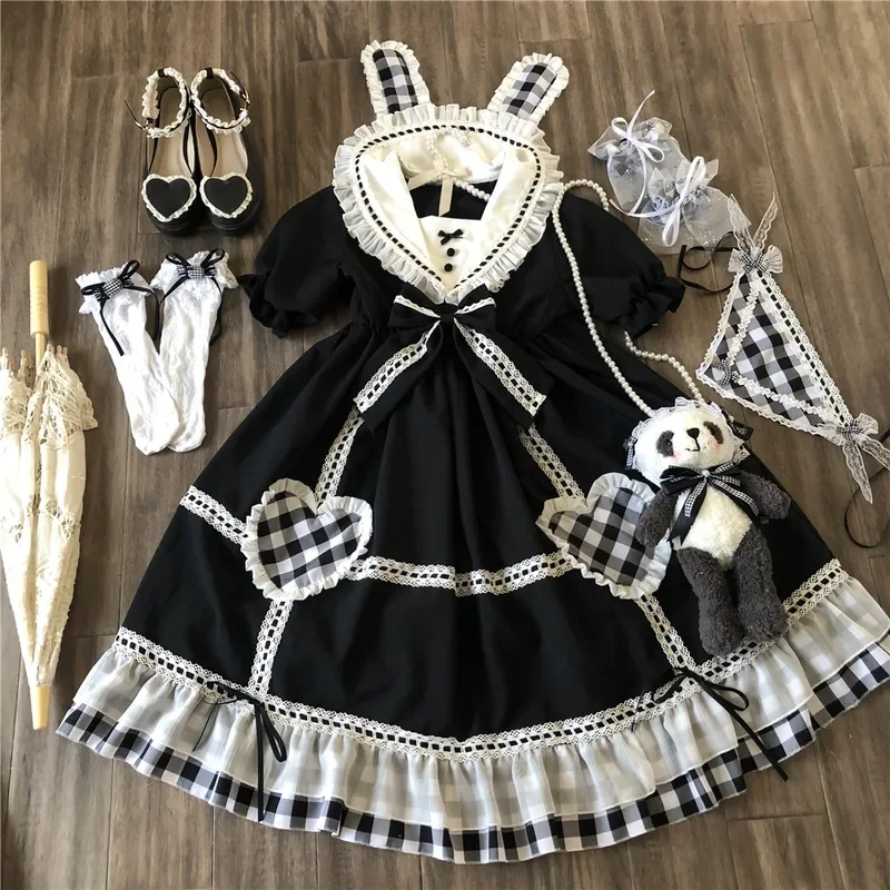 Palace princess sweet lolita dress retro sailor collar falbala high waist victorian dress kawaii girl gothic lolita op loli cos