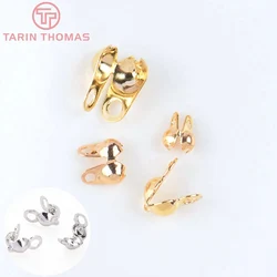 (5514)50 pces 2.5x4mm 24k ouro cor latão friso tampões de extremidade fechos fio e linha cobertos fechamentos jóias achados acessórios