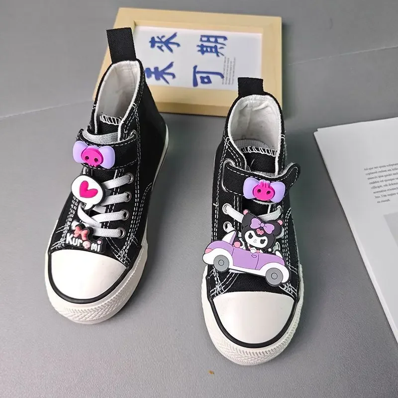 Kuromi-Zapatillas de lona Kawaii Sanrio Ins para niños y niñas, zapatos de tablero a la moda con dibujos animados, zapatillas informales, regalos