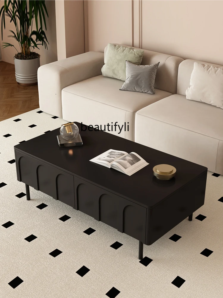 Home French Living Room Cloud Coffee Table Black TV Cabinet Unit Modern Minimalist