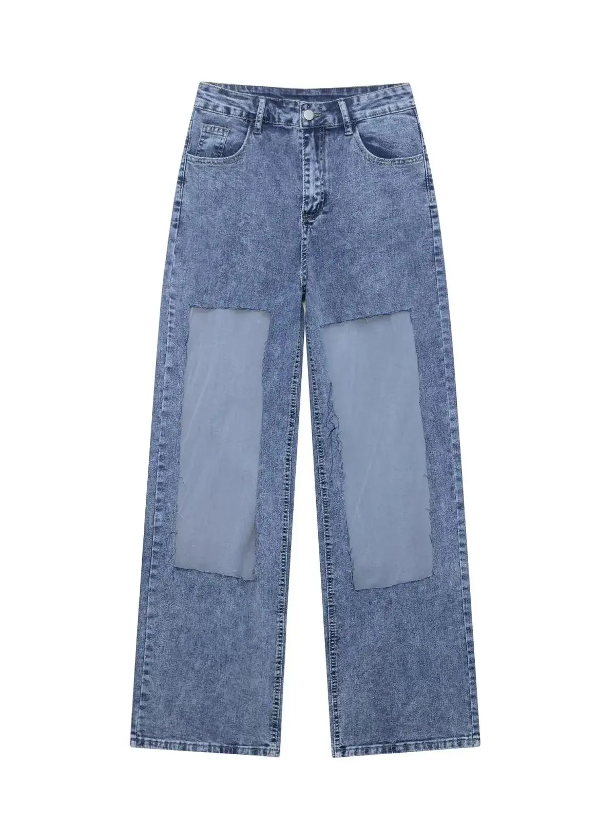 

2025 New Fashion Women's Sexy Designer Chic Navy Blue Denim Pants Female Motor Biker High Waist Straight Baggy Jeans Trousers
