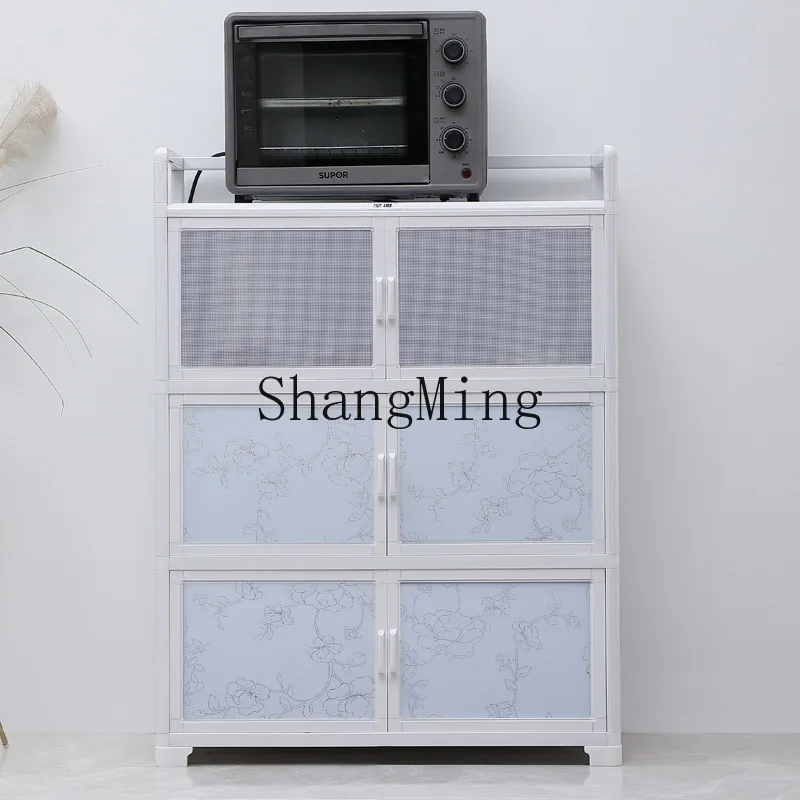 

FG Kitchen Storage Rack with Cabinet Door Sideboard Storage Cabinet Bowl Cabinet Breathable Modern Minimalist Style