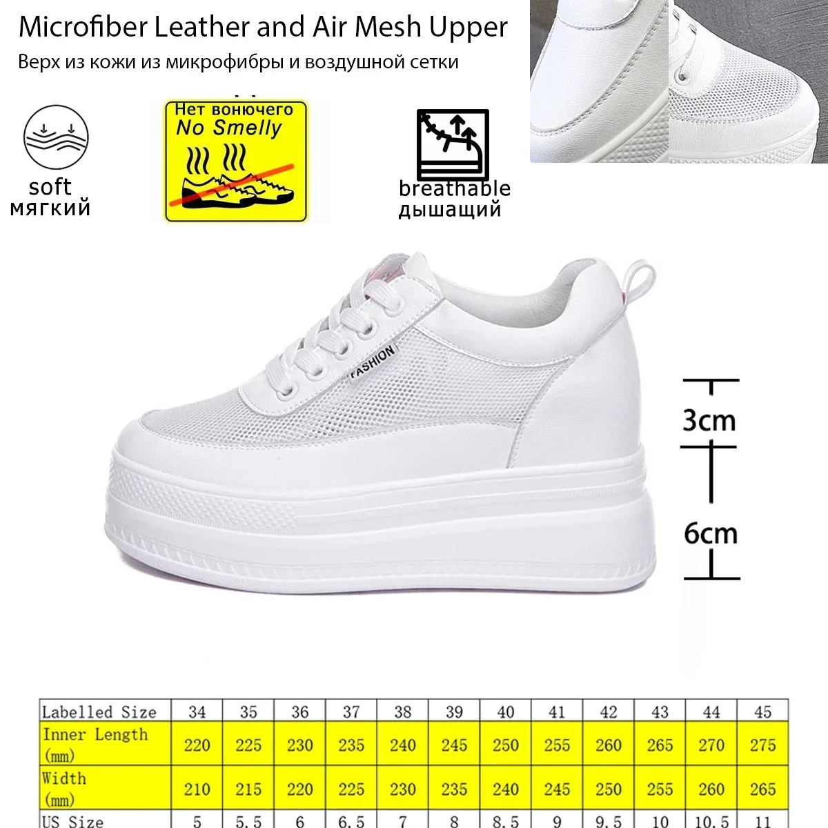 Fujin 9cm Microfiber Platform Heel Wedge Shoes Sneakers Pumps White Platform Air Mesh Hollow Pumps Shoes Women Zapatos De Mujer