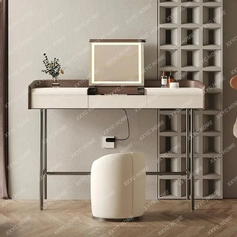 XX  Flip Dresser Bedroom Simple Modern Small Apartment Wooden Stainless Steel Cosmetic Table