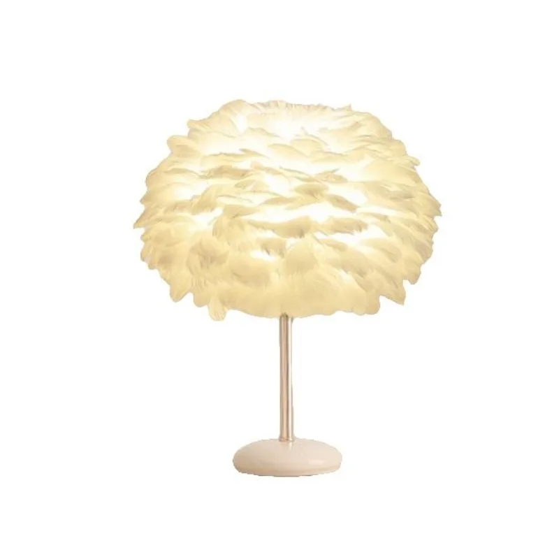 

Ceramic handmade feather table lamp bedroom room light luxury home high-end decoration