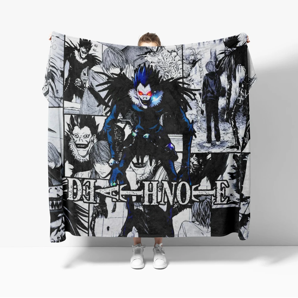 DEATH NOTEs Flannel Blanket for Sofa Decoration Film Blanket Anime Throw Blankets For Bed for Dormitory Bedroom