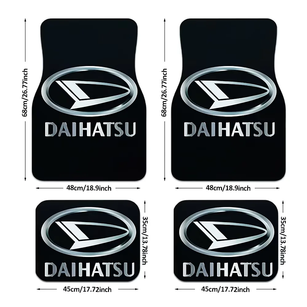 4-Piece Set of Modern D-Daihatsu Floor Mats |   Suitable for All Models, Trucks, and Suvs, Made of Polyester Fiber Material.