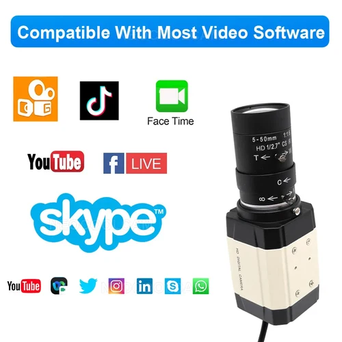 Imagen 2 del producto Cámara Web USB 30fps 4K 1440P 2K micrófono incorporado con lente de zoom Manual CS 5-50mm/2,8-12mm para videollamada/conferencia