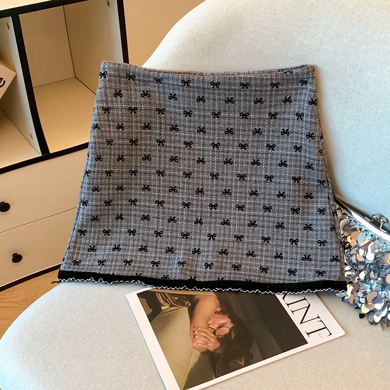 

Sweet Preppy Mini Skirt Women Bows Plaid Print Patchwork Casual Kawaii Skirts High Waist Student Cute A Line Vintage New Skirt